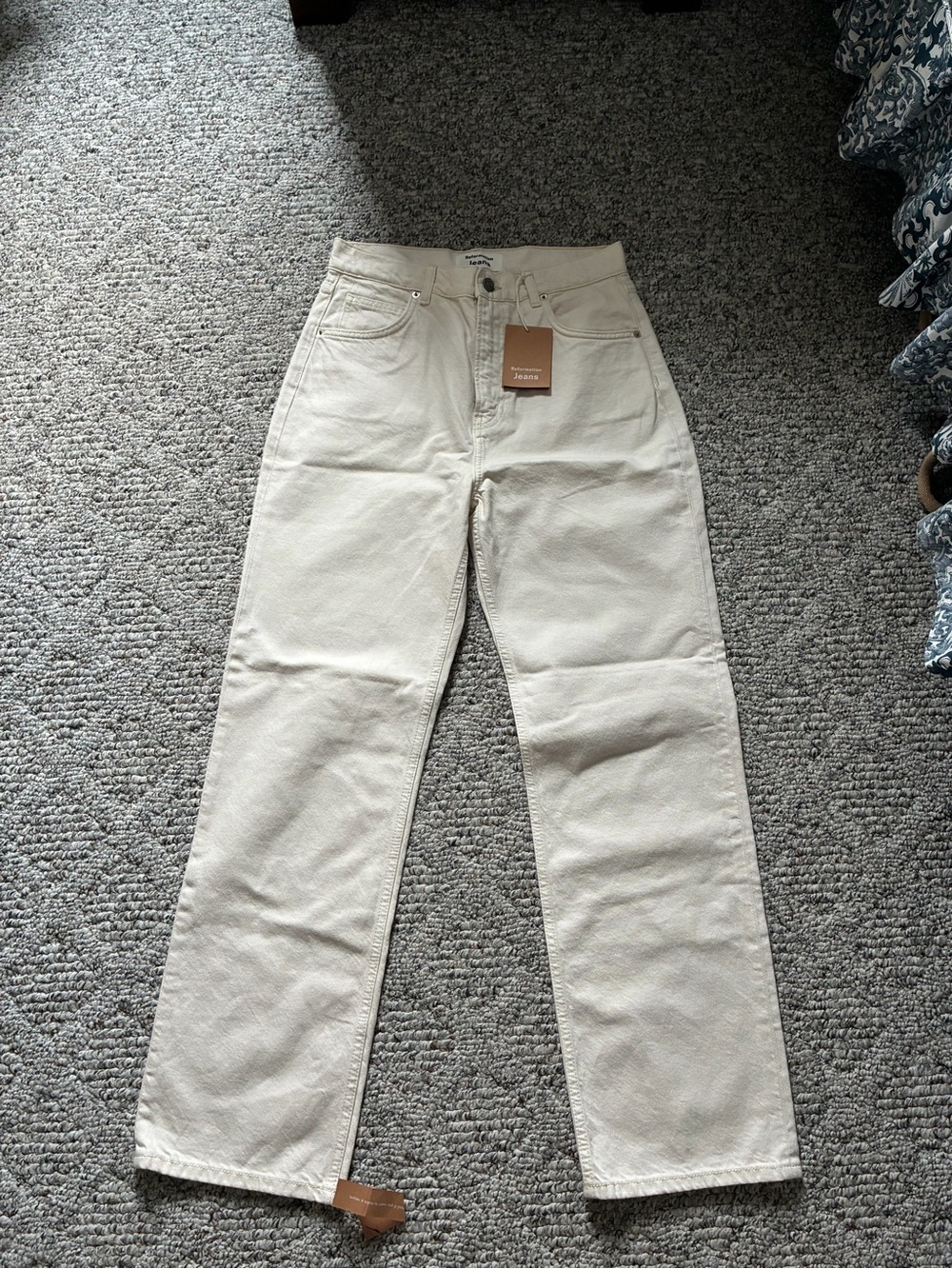 Reformation Cream High Rise Straight Leg Jeans - New With Tags